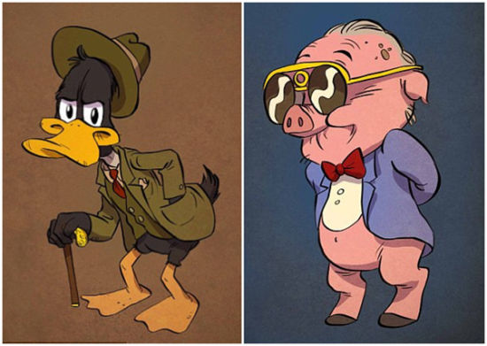 Daffy Duck and Percy Pig