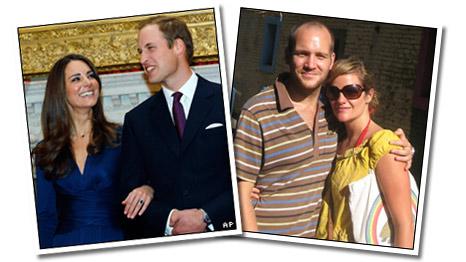 Two couples: Prince William and Kate Middleton and David and Jen