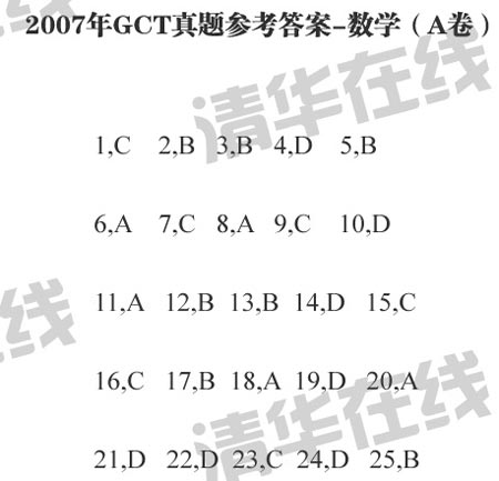 07年10月在职硕士联考GCT数学A卷参考答案