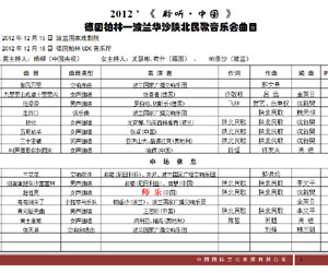 2012聆听中国陕北民歌音乐会曲目表