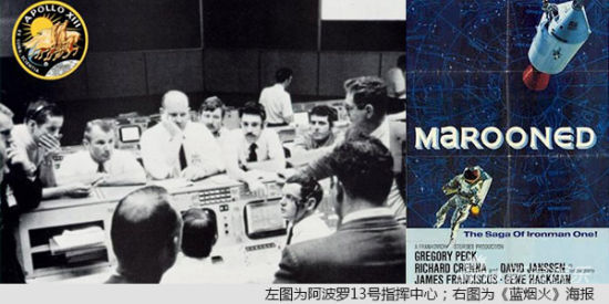 左图:阿波罗13号指挥中心;右图:《蓝烟火》海报