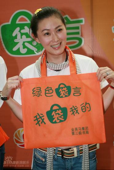 图文：金英马艺人倡导环保-王思懿手持环保袋