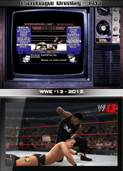 MircoLeague Wresting(1987)VS WWE13(2012)