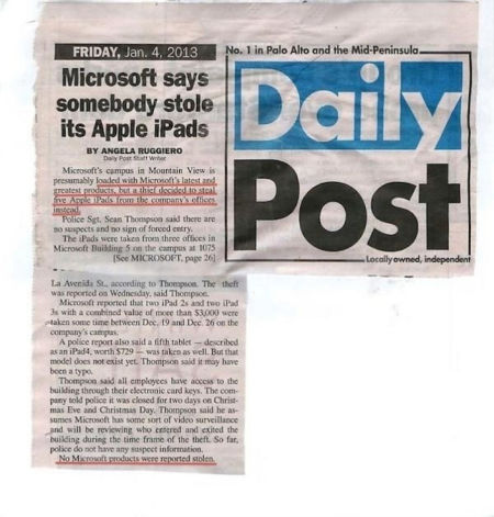No Microsoft products were reported stolen
