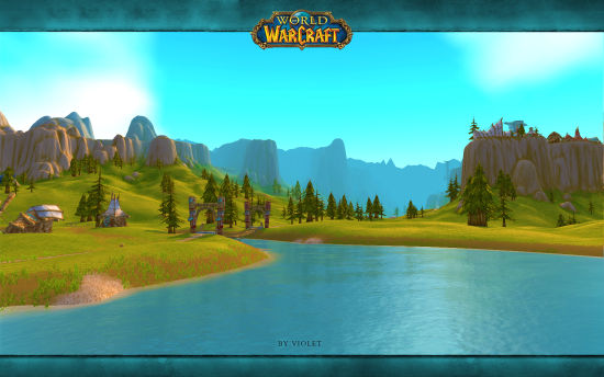 自制壁纸:雷霆崖风景和小美牛萨满!-新浪魔兽世界专区