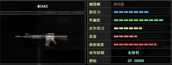区分:步枪枪枝名称:t65k2攻击力:76精准度:90反作力:60重量:48连发