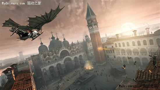 《刺客的信条2》(Assassin's Creed 2)：看够了艺术概念图，终于出现实际游戏截图了。