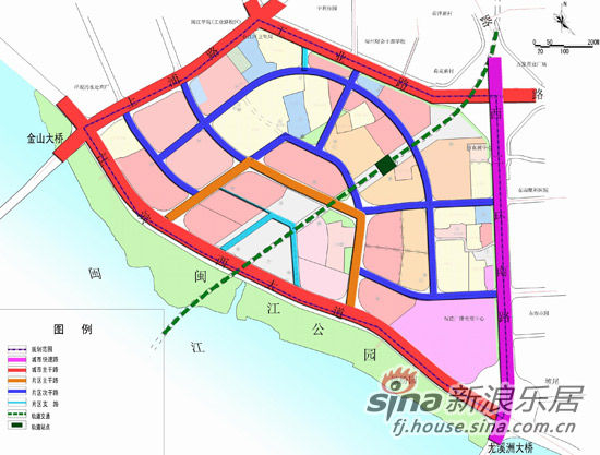 闽江北岸中央商务区路网规划图