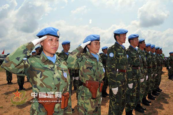 中国维和军人;; 联合国官员:中国维和部队是一支出色部队(图); 联合国