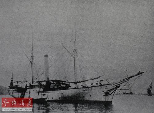 资料图：在丰岛海战中被日军俘获的“操江”号炮船。该舰为江南制造局1869年建造，是日本在甲午战争中俘获的第一艘中国舰船