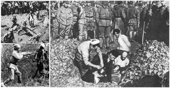 资料图：据1946年2月中国南京军事法庭查证：日军集体大屠杀28案，19万人，零散屠杀858案，15万人。日军在南京进行了长达6个星期的大屠杀，中国军民被枪杀和活埋者达30多万人。