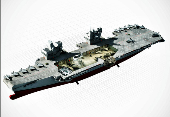 未来英国海军新型航母局部结构图