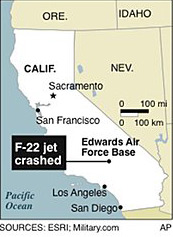 美军F-22坠毁地点示意图