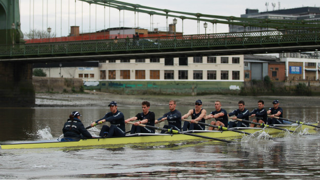 Oxford University training for the University Boat Race. 