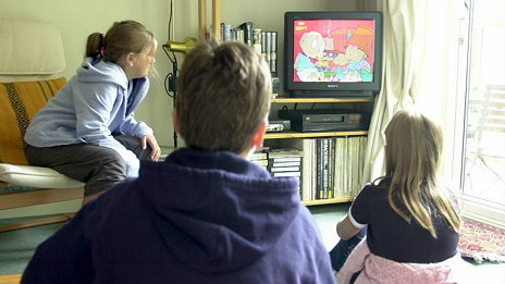 Children watching TV