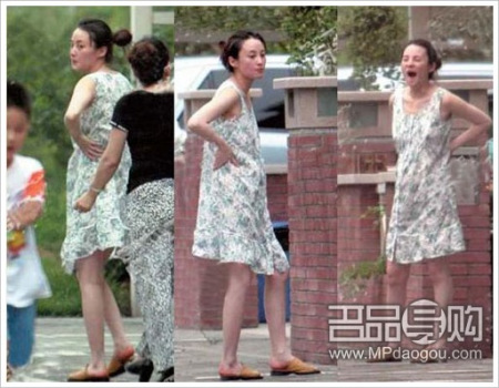 组图:抓拍女明星挺大肚子悠闲逛街装(3)