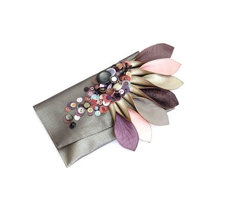 Pewter and Lilac Petal Clutch Bag