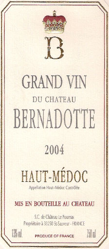 Château Bernadotte ▪ Haut Mdoc ▪ 2004 ▪ Rouge