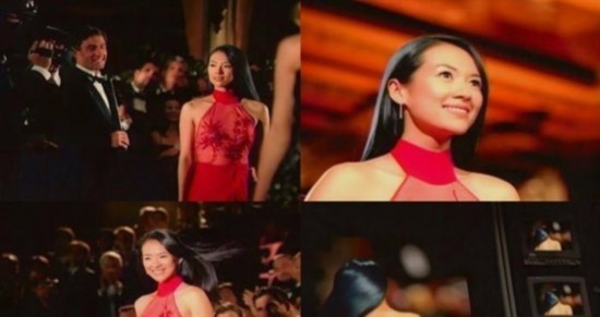 章子怡昔日被禁裸体广告现身日本 透视红裙撩人