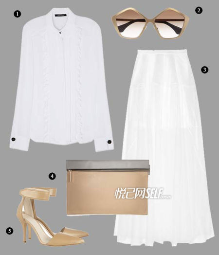 白衬衫+白色长裙搭配推荐|女星|白衬衫|铅笔裤