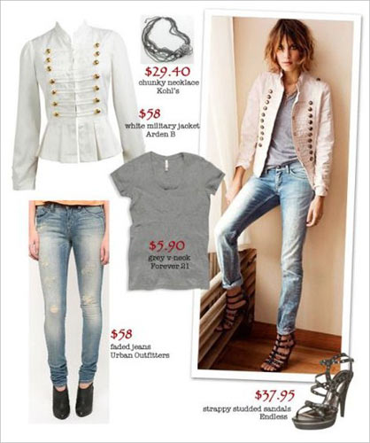 白色外套与罗马鞋