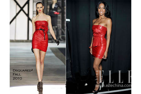 Ciara穿着2010红色皮裙