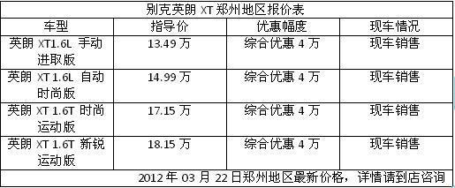 购别克英朗xt提前享车展4万元综合优惠