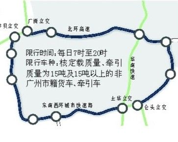 广州分时段限行外地牌15吨以上货车