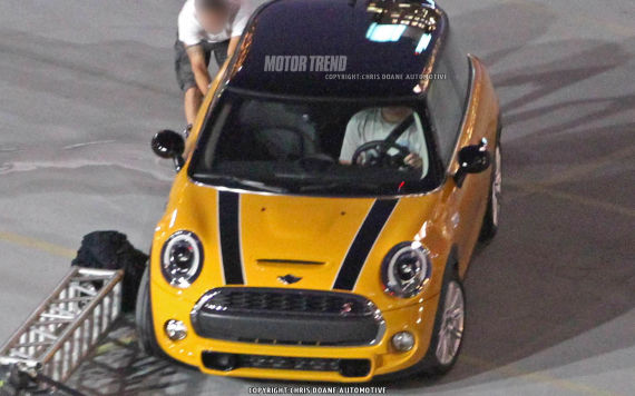 2014-Mini-Cooper-spied-yellow-front-three-quarter-3