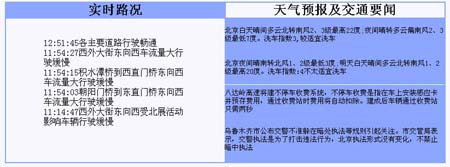 本路况信息来源于北京市交通管理局