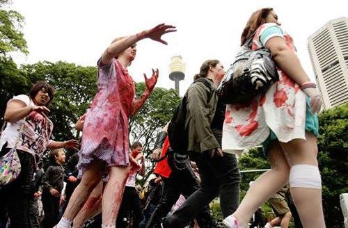 胆小勿入 悉尼街头惊现僵尸漫步(组图)