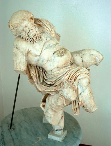 A drunken satyr Silenus (Silenus) sculpture.
