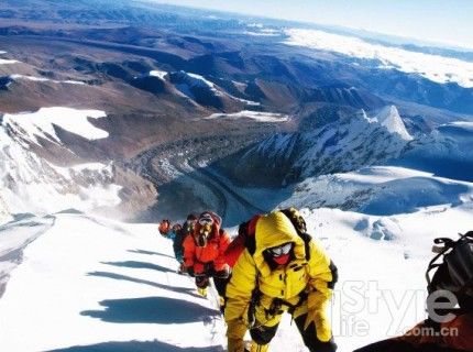 The snow-capped mountains on foot