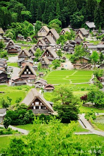 Standing on the lookout, Shirakawa Village palms style cover all at one glance