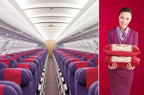 经济舱"如意":座位前后间距31英寸,是国内航空公司中最宽敞的.