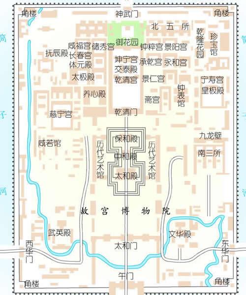 中国北京5A级景区故宫导游图
