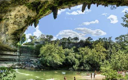 This is Hamilton Pool, one of the best kept secrets in Austin. The preserves pool and grotto were formed when the dome of an underground river collapsed thousands of years ago.