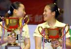 图文-中国羽毛球公开赛决赛战况默契搭档会心一笑