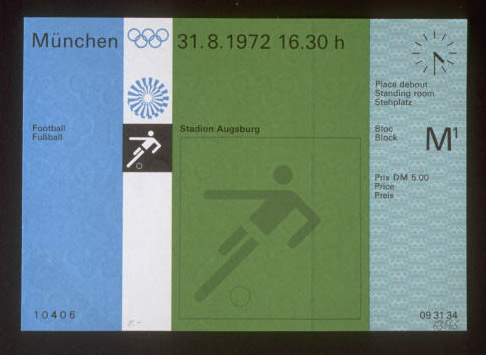图文-历届夏季奥运会门票样式1972年足球门票
