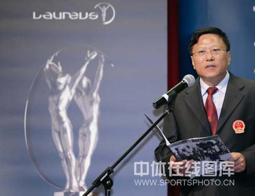 图文-中国代表队获劳伦斯最佳团队奖段世杰致辞