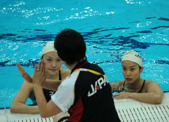 日本花样游泳队进行训练
