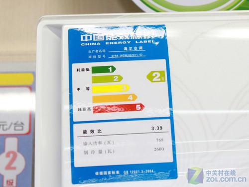 海爾kfrd-26gw/02zc(f)-s2(珠光白)能效標識