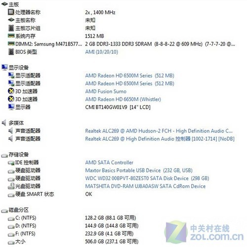 在硬件配置方面,本次拿到的这款华硕k43ta该机采用了amd a6-3400m处理