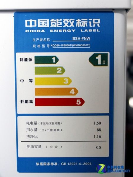 中国能效标识洗衣机图片