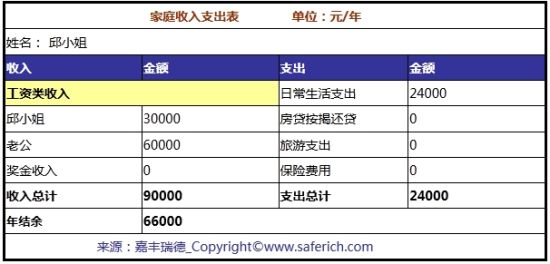 家庭收入支出表