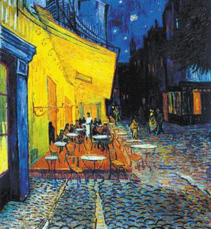 梵高名画《夜间咖啡馆》.