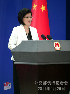 2011年5月26日,外交部发言人姜瑜主持例行记者会