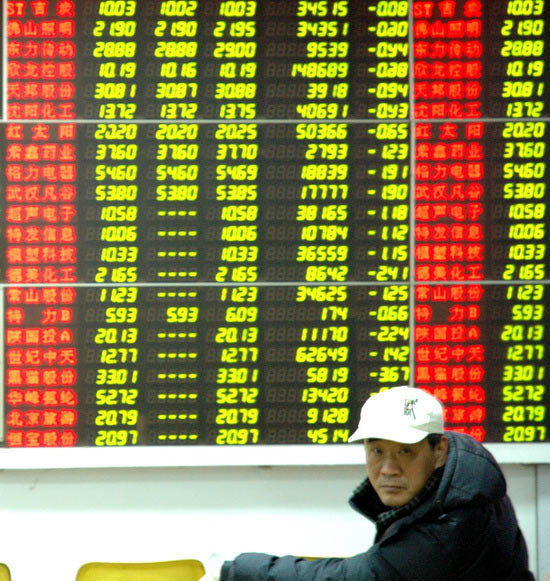 图文股民表情很无奈