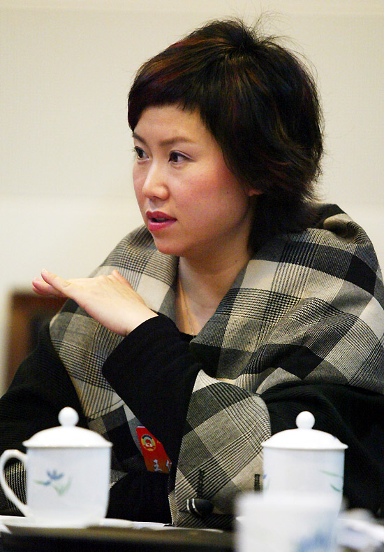 花絮:委员分组讨论 王佳一为发言"砸"桌子(组图)(7)