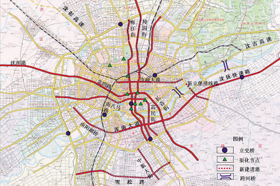 望花街 五爱街 小北关街 二环 沈丹高速 沈通公路 沈吉高速 沈哈高速